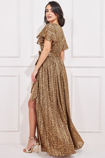 Wrap Printed Chiffon Maxi Dress Goddiva